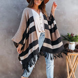New Fashion Winter Warm Striped Ponchos and Capes for Women Oversized Shawls Wraps Cashmere Pashmina Female Bufanda