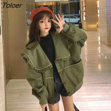 Jackets Women Retro Solid Design All-match Peter Pan Collar Loose Outerwear Fashion Casual Girls Cool Sweet New