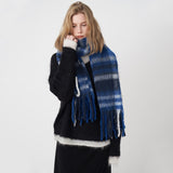 Women's Classic Striped Cashmere Plaid Scarf With Tassel Warm In Winter