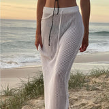 Summer New Sexy Hollow Perspective Knitted Beach Holiday Solid Dress Wearing