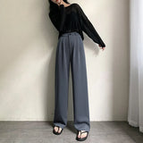 silk wide-legged pants female summer show thin thin section of tall waist drape leisure pants suit pants straight wide