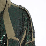 Army Green Jacket For Women Turtleneck Long Sleeve Patchwork Hit Color Pockets Casual Coats Female 2023 Fashion