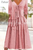 Dress Women 2023 Spring Drawstring Irregular Long Sleeve Spring Lace Up Long Dresses V-neck Boho Streetwear