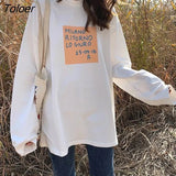 Sleeve T-shirts Women Spring Printed Harajuku Womens Autumn Tops Street Wear Simple Korean Style Loose Students Ins