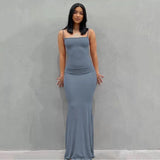 Backless Slim Sexy Slip Maxi Dress 2022 Spring Women Party Y2K Concise Bodycon Dress Summer Elegant Clothing