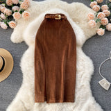 Kong Style Retro Open Skirt Winter With Sweater Medium Long Korean Temperament High-Waist Thin As Hips A