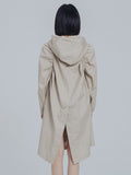Women Khaki Pleated Big Size Trench New Hooded Long Sleeve Loose Fit Windbreaker Fashion Tide Spring Autumn 2023