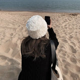 Women Black Soft Keep Warm Fishermen Hat New Round Dome Temperament Fashion Tide All-match Autumn Winter 2022