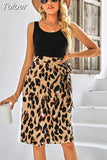 Summer Women Causal Leopard Print Mini Dress O Neck Elegant Stitching Vacation Party Vestidos Beach Outfits For