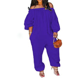 Size S-4xl Jumpsuit Women Elegance Wholesale Off Shoulder Solid Casual Sweet Loose Overalls One Piece Outfits