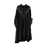Single Breasted Black Dress For Women Lapel Collar Batwing Short Sleeve Patchwork Diamonds Mid Dresses Female 2023