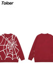 NEW Streetwear Spider Web Sweater Knitted Sweater Hip Hop Pullover Cotton Unisex Harajuku Sweater Soft Y2K Clothing
