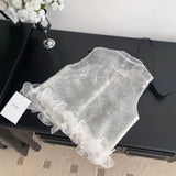 Style Fashion Multifunctional Vest Women Summer Thin Three-Dimensional Lace Sleeveless Open Shirt Embroidery
