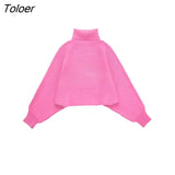 Women Fashion Loose Turtleneck Knit Sweater And High Elastic Waist A Line Mini Skirts Female Two Piece Sets Mujer