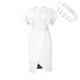 With Belt Women's New Fashion V-Neck Sexy Open Fork Dress Dress Dress
