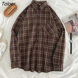Loose Plaid Shirts Women 2023 Autumn Single Breasted Long Sleeve Shirt Woman Turn Down Collar Outwear Femme