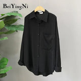 2020 Spring Autumn Korean OL Blouses Female Pocket Full Sleeve Shirts Office Ladies Loose Women Tops Blusas Plus
