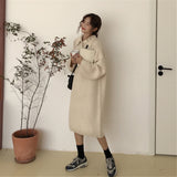 philosophy Women Autumn Winter Knitted Dress Vintage Loose Female Sweater Dress Casual Lady Warm Long Maxi Dress