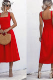 Dress For Women Sexy Backless Casual White Black Ruched Midi Sundresses 2023 Summer Spaghetti Strap Women's Dress