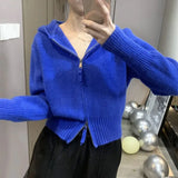 Zipper Sweater Jacket Cardigan 2025 Spring And Autumn Wear A Small Design Of Small Short Hooded Knitted