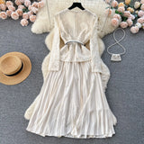 Small Scented Dress Female Senior Feeling Heavy Industry Nail Bead Metal Collar Lace Splicing Hundred Folded Fairy