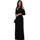 2023 New Elegant Women Casual Jumpsuit Femme Wide Loose Leg Pants Rompers Long Sleeve Office Lady Bandage