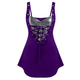 Top Women Sequined Lace Up Rings Crop Tops Summer Ladies Casual Sleeveless Shirts Plus Size Women's Top