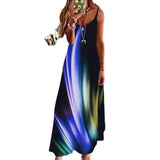 Summer Color Sling Dress Sleeveless Creative Loose Waist Digital Print Temperament