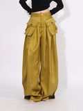 Toloer 2024 Stylish Wide-Leg Pants Pleated Zip Pocket Design Straight Casual Pants-Outfit