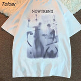 new butterfly fairy print T-shirt punk goth hip hop grunge rock Y2K round neck casual summer coat