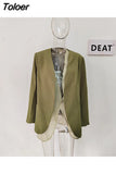 Fashion Women's Blazer Loose Collarless full sleeve Contrast mesh No buckle green Suit Jackets Summer 2023 New tide