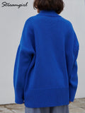 Purple Sweater Women Oversize Pullovers Solid Casual Turtleneck Sweaters Autumn Spring Ladies Jumpers Sweaters For