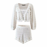 Summer Women's Tube Top Casual Knitted Camis Hollow Sleeveless Short Tank Top White Lace Decoration Sexy Woman