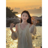 Niche Design Feels The Shoulder Dress Summer Seaside Holiday Wind Beautiful Long
