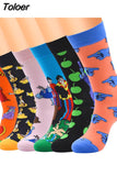 6 pair/lot style Cool Men Novelty funny socks Interesting pattern combed cotton Colorful Happy socks big size crew