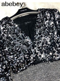 Patch Jacket Women Spring Long Sleeve Gold Silver Shiny Crop Top Dance Party Korean Slim Open Stitch