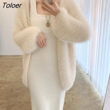 Women Long Cardigan Fall Mink Cashmere Full-sleeve Oversized Cardigan Dress Woman Keep Warm Winter Woman's