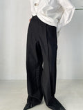 High Waist Black Brief Pleated Long Wide Leg Pants New Loose Fit Trousers Women Fashion Tide Spring Autumn 2023