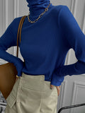 Women Multicolor Gray Brief High Elastic SlimT-shirt New Turtleneck Long Sleeve Fashion Tide Spring Autumn 2023