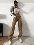 Rockmore Baggy High Waist Jeans Woman 90s Streetwear Straight Cargo Pants Casual Mom Boyfriend Wide Leg Denim Trousers