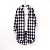 New 2020 Button Down Shirt for Women Plus Size Cotton Long Plaid Flannel Shirt Korean Full Sleeve Casual Loose