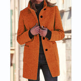 Autumn And Winter Retro Button-Collar Hair Coat Women's