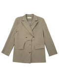 Irregular Design Women's Blazer Notched Loose Double Breasted Long Sleeve Casual Korean Suit Jackets Summer 2023