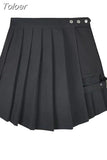 Gothic Sexy Pleated Mini Skirts Women Punk Grunge Black Patchwork Leg Ring Mall Goth Skirt Shorts Summer