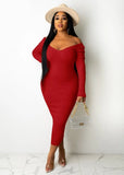 Knitting V-Neck Long Bodycon