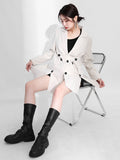 Loose Fit Button Long Slit Belted Jacket New Lapel Long Sleeve Women Coat Fashion Tide Spring Autumn 2023