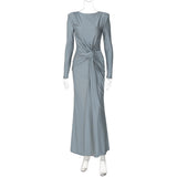 Women's Evening Dress 2025 Summer New Fashion Temperament Dress With A Round-Neck Long-Sleeved