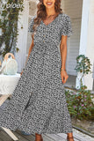 Women's Dress 2023 New Button Up Floral Print Boho Dresses Women V-Neck Casual Loose Split Maxi Dress Vestidos