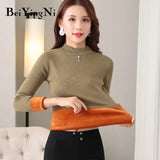 Women Sweaters Pullovers Fleece Warm Thick Elasticity Female Clothes Slim Jumper Autumn Winter Knitted Sweater