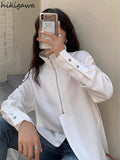 Temperament Ladies Tops Fashion Blouses Women Stand Neck Long Sleeve Zipper Shirts Loose Casual Blouse 2023 Blusas Mujer De